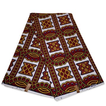 Afrikaanse stof - Rood / gele windows - 100% katoen, Hobby en Vrije tijd, Stoffen en Lappen, Ophalen of Verzenden, Nieuw
