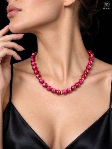Rode granaat sieradenketting - 925 sterlingzilver -