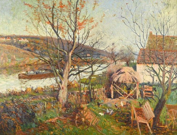 Georges Le Meilleur (1861-1945) - Ferme à Fay-le-Bac,, Antiek en Kunst, Kunst | Schilderijen | Klassiek