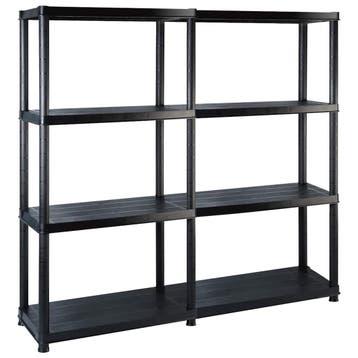 vidaXL Opbergrek 4-laags 122x30,5x130 cm kunststof zwart, Verzenden, Nieuw