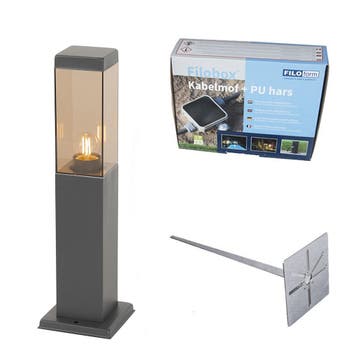 Buitenlamp donkergrijs met smoke glas met grondpin en, Verzenden, Nieuw