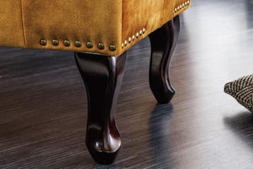 Design voetenbank CHESTERFIELD 80cm mosterdgeel fluweel, Ophalen of Verzenden, Nieuw