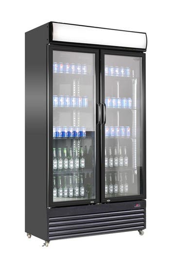 COMBISTEEL KOELKAST 2 GLASDEUREN - BEZ-780 GD ZWART, Verzenden, Nieuw in verpakking