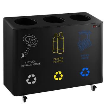 GGM Gastro | Afvalbak - 3 x 25L - 640x960x360mm - met wielen, Verzenden, Nieuw in verpakking