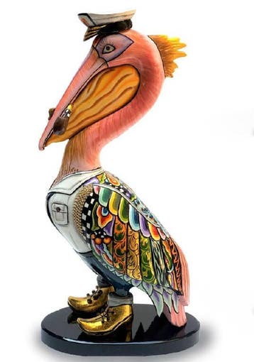 Pelikaan sculptuur Toms Drags - vogel karikatuur, Ophalen of Verzenden