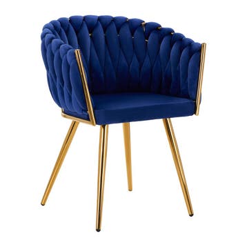 4Rico QS-GW06G Salonstoel Fluweel Marineblauw – Luxe, Huis en Inrichting, Tafels | Salontafels, Ophalen of Verzenden, Nieuw