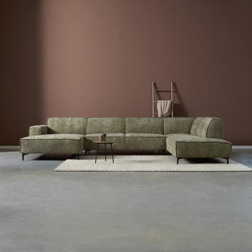 *WOONWINKEL* PEPP Interiors River Moderne U-bank Groene Stof, Verzenden, Nieuw