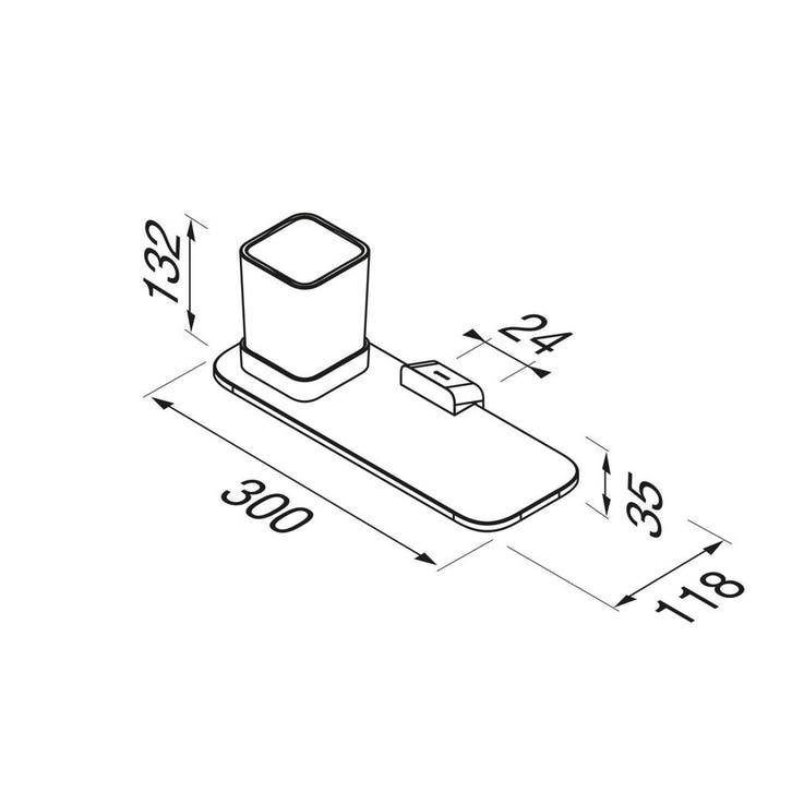 Glashouder Met Planchet Geesa Shift Zwart Met Marmerlook, Doe-het-zelf en Verbouw, Sanitair, Ophalen of Verzenden