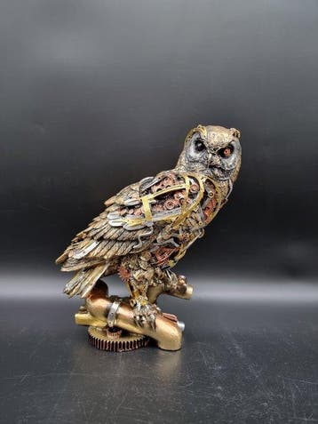 Beeld, Steampunk Owl - New - 29 cm - Hars - 2026