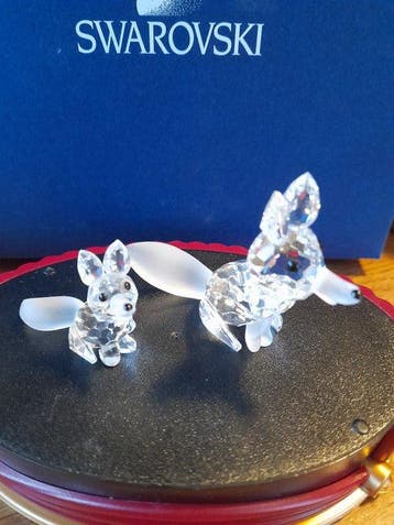 Swarovski - Beeldje - Vos moeder met pup (2) - Kristal