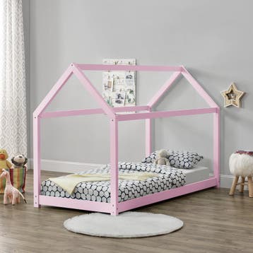 Kinderbed Netstal houten bed huisbed 90x200 cm roze, Verzenden, Nieuw