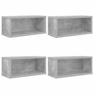 vidaXL CD Opslag Rek 4 st Betongrijs 40 x 17 x 17 cm Bewerkt, Verzenden, Nieuw