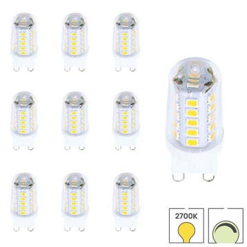 Set van 10 LED lampen G9 | 230 volt | 3 watt dimbaar | 2700K, Verzenden, Nieuw, Overige typen