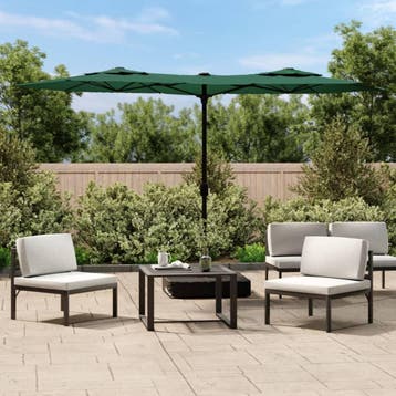 vidaXL Parasol dubbel dak 316x145 cm groen, Verzenden, Nieuw, 3 tot 4 meter