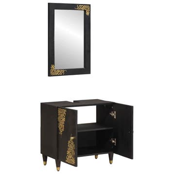 vidaXL Badkamerkastenset 2 st Zwart 62 x 33 x 58 cm Massief, Verzenden, Nieuw, Overige typen