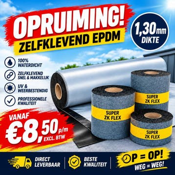 ZELFKLEVENDE EPDM 1,30 MM – VANAF € 8,50 /m, Doe-het-zelf en Verbouw, Overige materialen, Zwart, Nieuw, 15 m² of meer