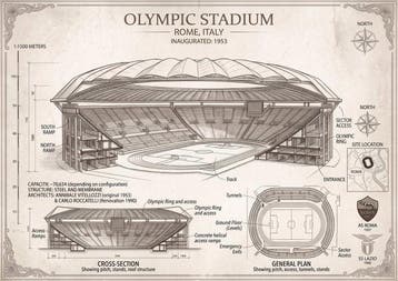 OrtsAtelier - Architecturale Blauwdruk Poster Stadio, Verzamelen, Nieuw