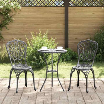vidaXL Tuin Bistro Set 3 st Zwart Aluminium, Tuin en Terras, Verzenden, Nieuw, Aluminium, 3 zitplaatsen