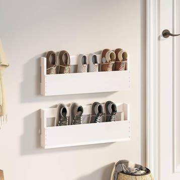 vidaXL Schoenenrekken 2 st 59x9x23 cm massief grenenhout wit, Verzenden, Nieuw