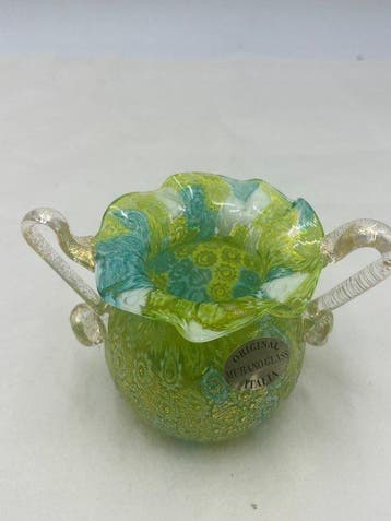 Campanella livio cestino in murrine con tappo oro - Beeldje