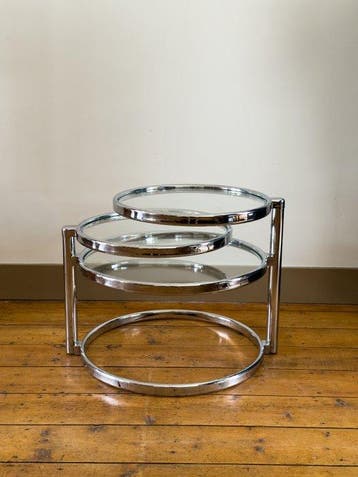 Leitz Motiv - Bijzettafel - Glas, Chroom - Koffietafel