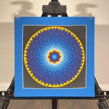 28 cm - Painting of Tibetan Tradition - Mandala Lotus -