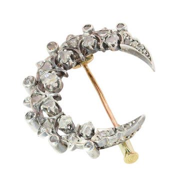 Zonder minimumprijs - Broche - 18 karaat Geel goud Diamant