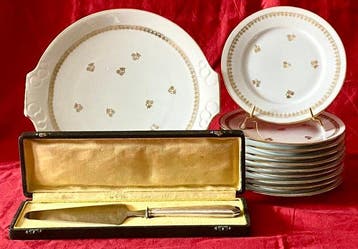 Limoges - P.L-Porcelaine Limousine - Gebak/taartset (12) - 1