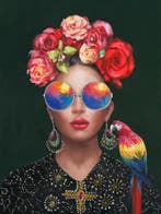 Olieverf schilderij Hippe Dame van Ter Halle, Ophalen of Verzenden, Nieuw