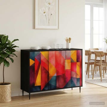 vidaXL Dressoir HEESCH Zwart eiken 102 x 33 x 76 cm Bewerkt, Verzenden, Nieuw, Overige houtsoorten, Minder dan 50 cm