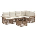 vidaXL Tuinbankenset 6 pcs Beige poly rattan, Tuin en Terras, Verzenden, Nieuw, 6 zitplaatsen