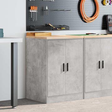 vidaXL Garagekast 60x51x85 cm massief grenenhout betongrijs, Verzenden, Nieuw