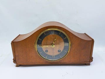 Slingerklok - Hout, Messing, Glas - 1950-1960, Antiek en Kunst, Antiek | Klokken