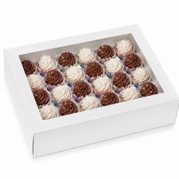 HoM Cupcake Doosje 24 MINI Wit (incl. tray met venster) 2st., Verzenden, Nieuw