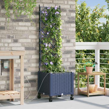 vidaXL Tuin Pot met Irrigatie en Wielen Grijs 40 x 40 x 148, Verzenden, Nieuw, Minder dan 60 cm, 60 cm of meer