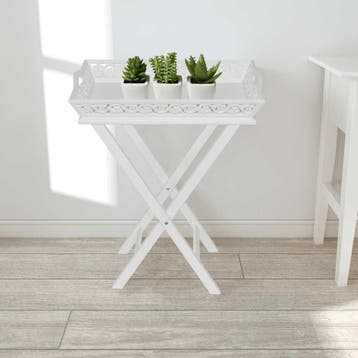vidaXL Bijzettafeltje met blad wit, Huis en Inrichting, Verzenden, Nieuw, Hout, Minder dan 45 cm