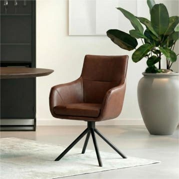 Set van 8 Leren draaibare eetkamerstoelen Fancy - Granada, Ophalen of Verzenden, Nieuw, Leer