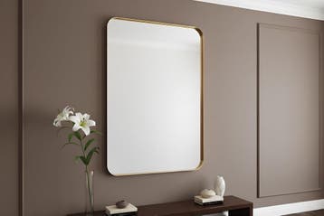 Wandspiegel AMSTERDAM 100 cm aluminium goud - 48234, Huis en Inrichting, Ophalen of Verzenden, Nieuw