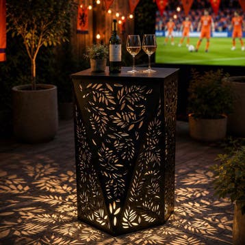 Bartafel met solarverlichting - zwart - 58 x 58 x 105 cm |, Verzenden, Nieuw, 200 cm of meer, 150 tot 200 cm