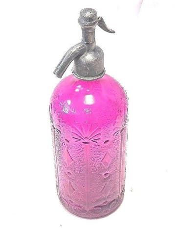 Fles - Sifón roze kauwgom bloemen