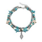 Armband/enkelbandje met schelp hoorn 21-26cm Turquoise ho..., Ophalen of Verzenden, Nieuw, Overige typen