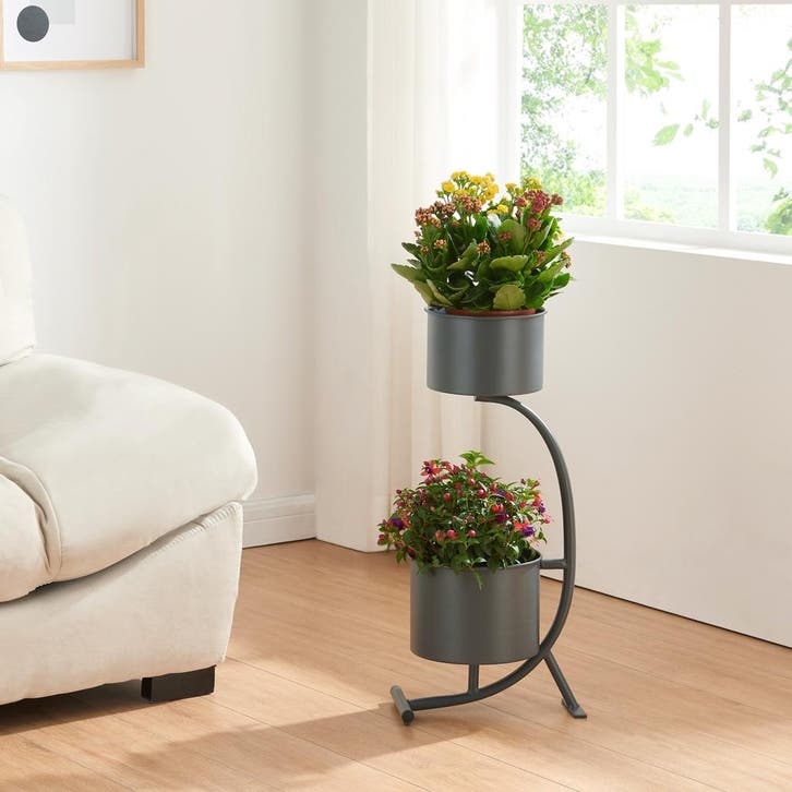 Plantenstandaard Almelo 63x29x21 cm metaal zwart [en.casa], Tuin en Terras, Bloempotten, Verzenden