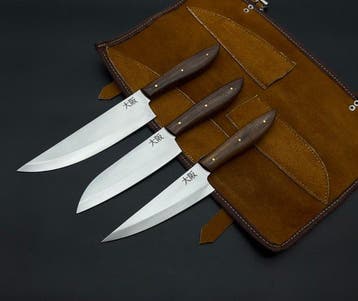 Japanese Style Kitchen Knife SET With Leather BAG Included -