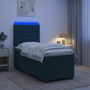 vidaXL Boxspringbed met matras Donkergroen 100 x 200 cm, Eenpersoons, Verzenden, Nieuw, Stof