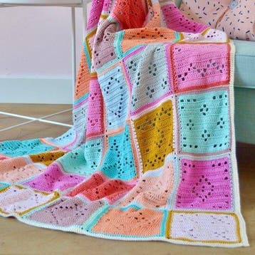 Haakpakket byClaire Blokkendeken Pastel, Ophalen of Verzenden, Nieuw, Breien of Haken, Wol of Garen
