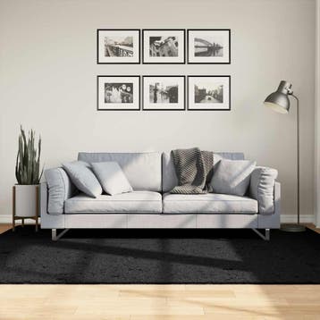 vidaXL Vloerkleed OVIEDO laagpolig 160x230 cm zwart, Verzenden, Nieuw, Zwart