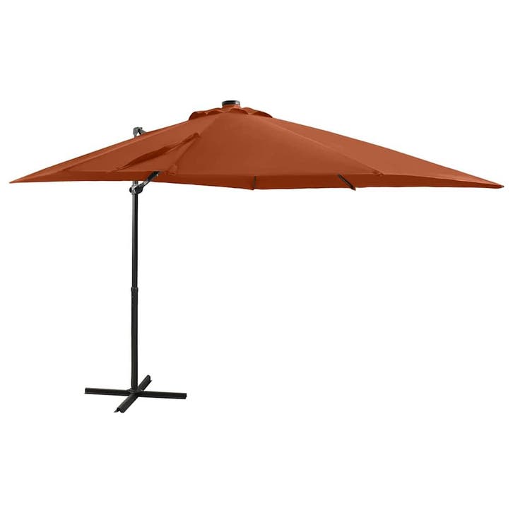 vidaXL Zweefparasol met paal en LED-verlichting 250 cm, Tuin en Terras, Parasols, Zweefparasol, Nieuw, 2 tot 3 meter, Verzenden
