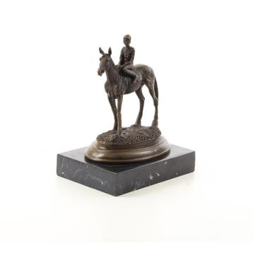 BRONZEN BEELD VAN EEN PAARD EN RUITER (Beeldjes - Decoratie), Verzenden, Nieuw