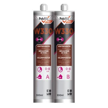 Polyfilla PRO W330 2K epoxy 240 minuten 0-8cm Grote Houtrepa, Doe-het-zelf en Verbouw, Schildersmaterialen, Ophalen of Verzenden