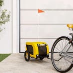 vidaXL Hondenfietstrailer oxford stof en ijzer geel en zwart, Verzenden, Nieuw